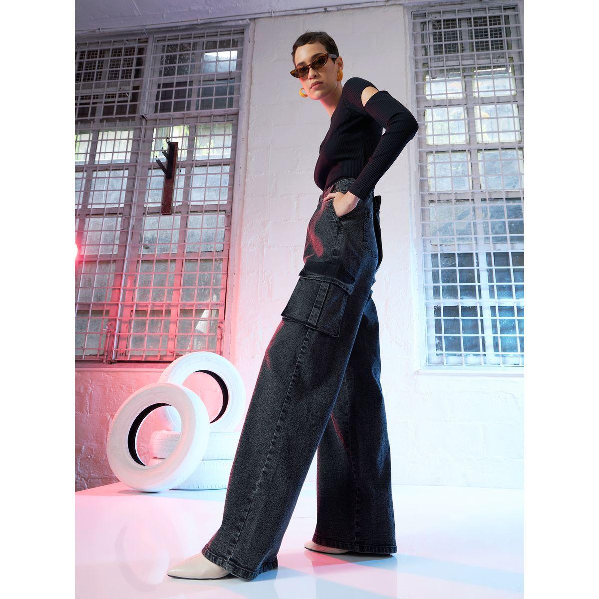 High Rise Wide Leg Side Pocket Cargo Jeans-women-clothing-bottoms-jeans-image-6