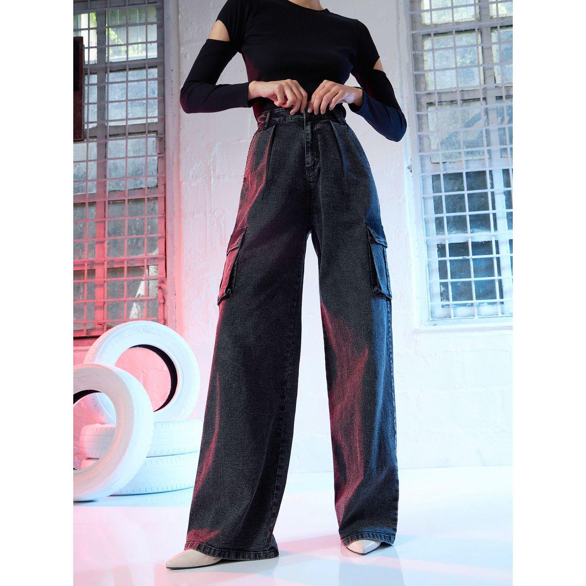 High Rise Wide Leg Side Pocket Cargo Jeans-women-clothing-bottoms-jeans-image-7