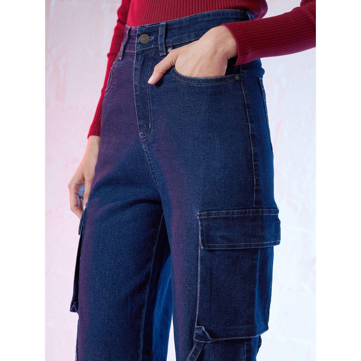 جينز كارجو بقصة مستقيمة وأربطة ساسافراس × ستايلي-women-clothing-bottoms-jeans-image-4