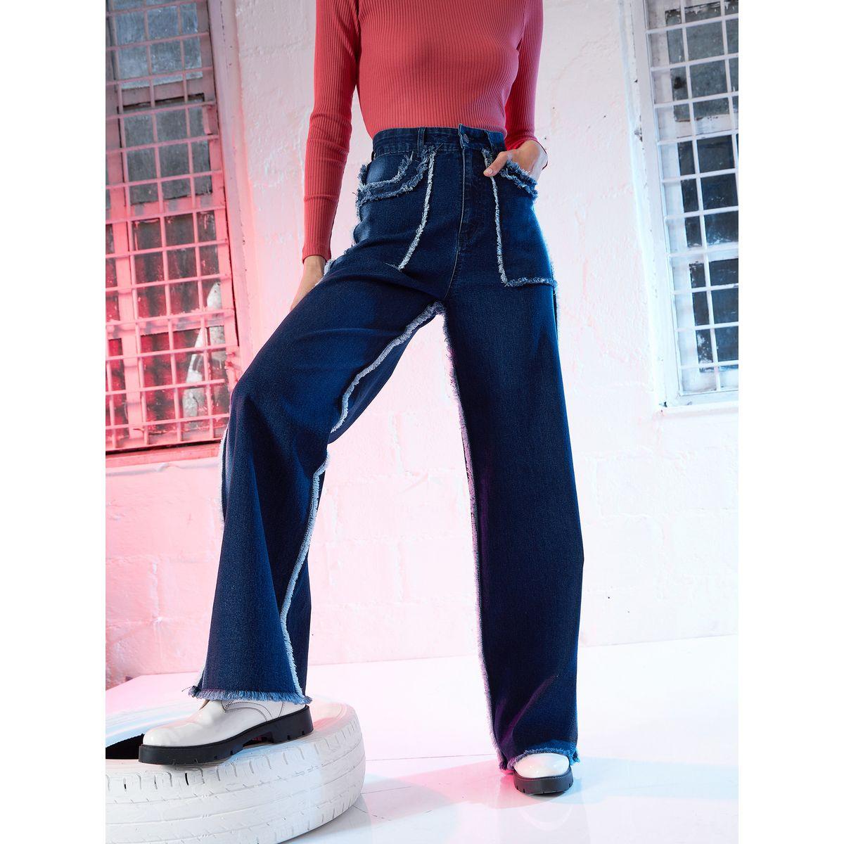 جينز بقصة أرجل مستقيمة ساسافراس × ستايلي-women-clothing-bottoms-jeans-image-1