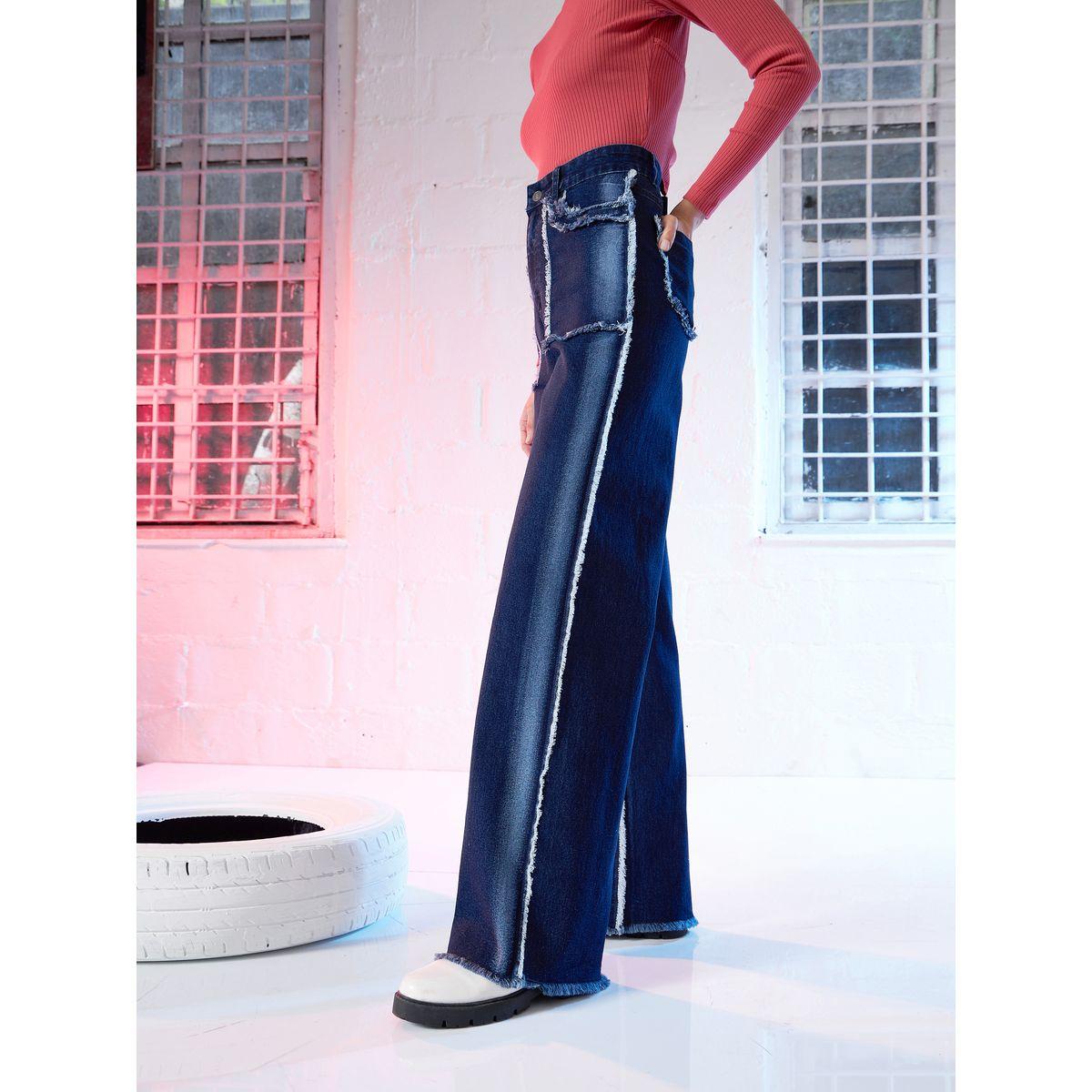 جينز بقصة أرجل مستقيمة ساسافراس × ستايلي-women-clothing-bottoms-jeans-image-3