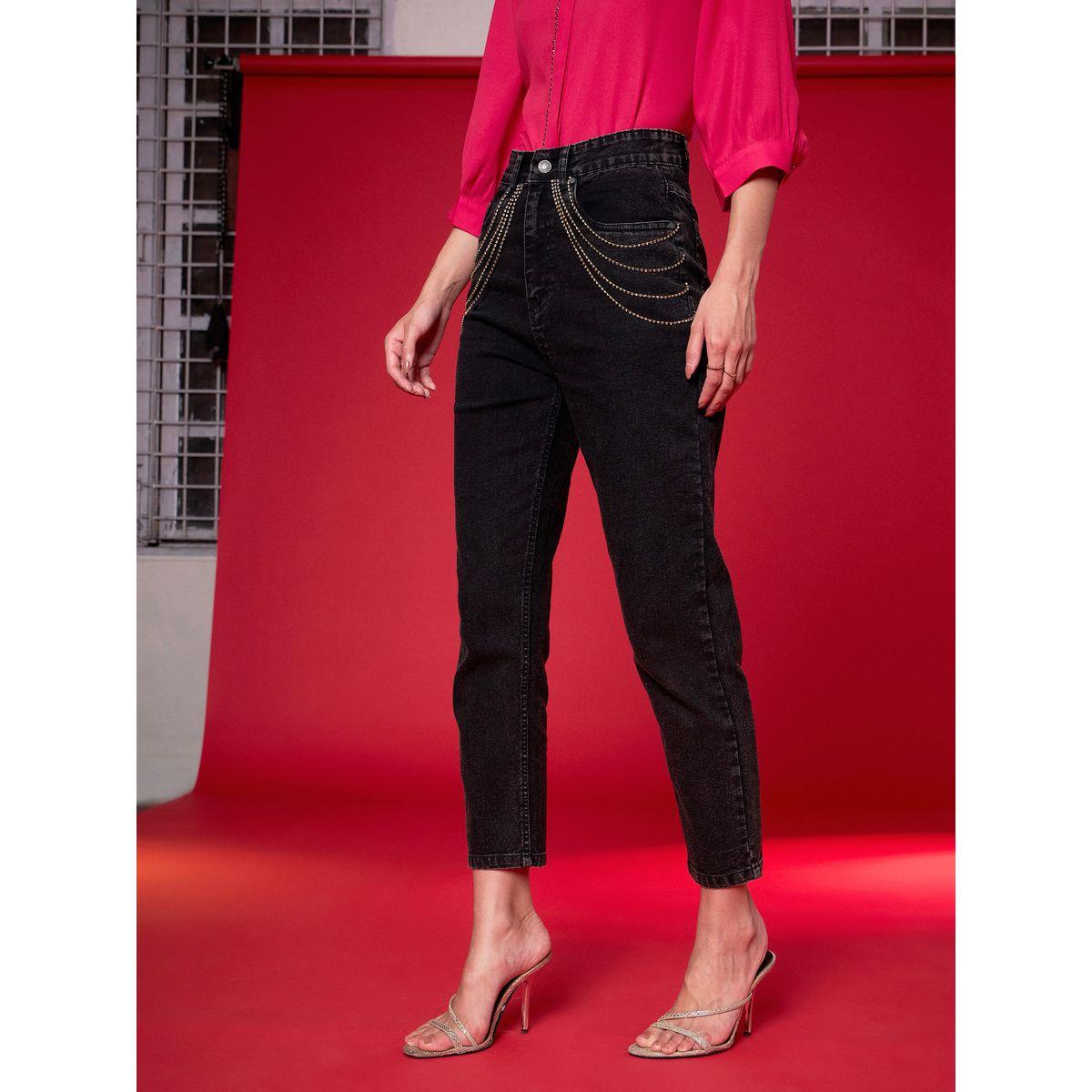 جينز قصير بخصر متوسط ساسافراس × ستايلي-women-clothing-bottoms-jeans-image-3