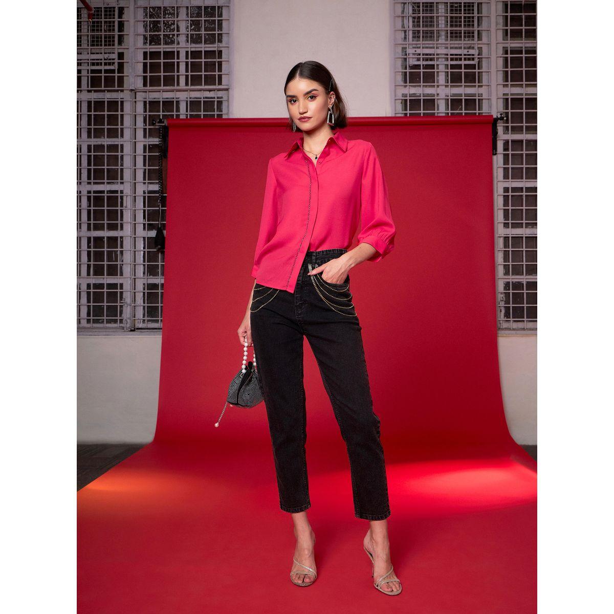 جينز قصير بخصر متوسط ساسافراس × ستايلي-women-clothing-bottoms-jeans-image-6
