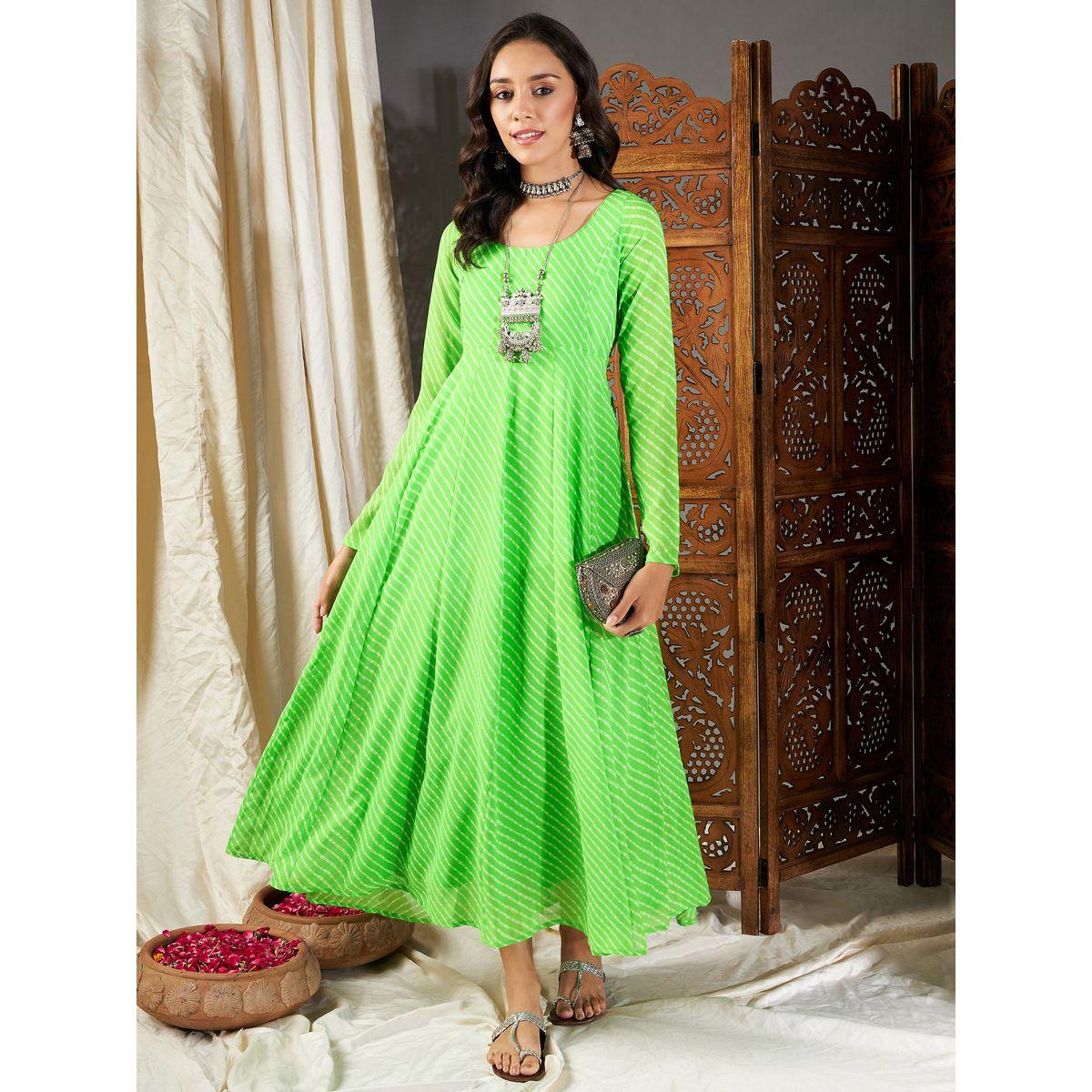 فستان اناركالي مع أربطة ساسافراس × ستايلي-women-clothing-ethnicwear-dresses-image-1