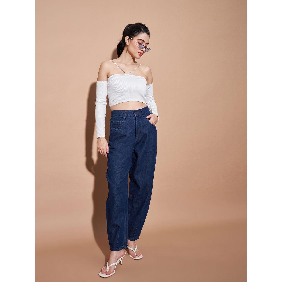 جينز بقصة واسعة وخصر عالي ساسافراس × ستايلي-women-clothing-bottoms-jeans-image-2