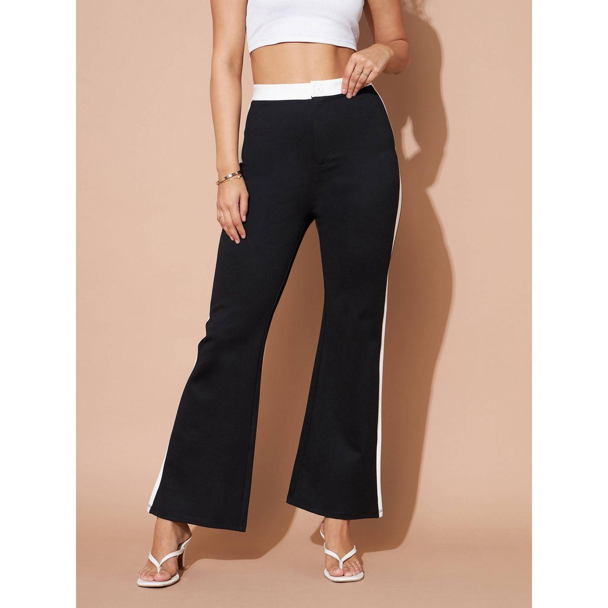 Sassafras X Styli High Rise Contrast Side Panel Flared Pants-women-clothing-bottoms-trousers-image-1