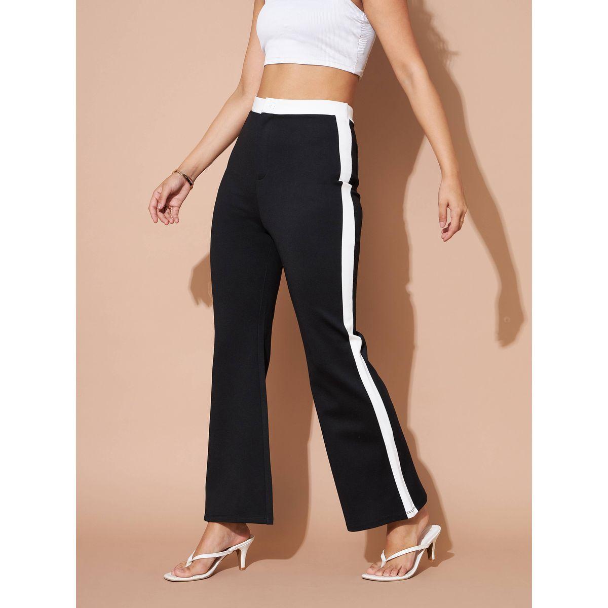 Sassafras X Styli High Rise Contrast Side Panel Flared Pants-women-clothing-bottoms-trousers-image-3