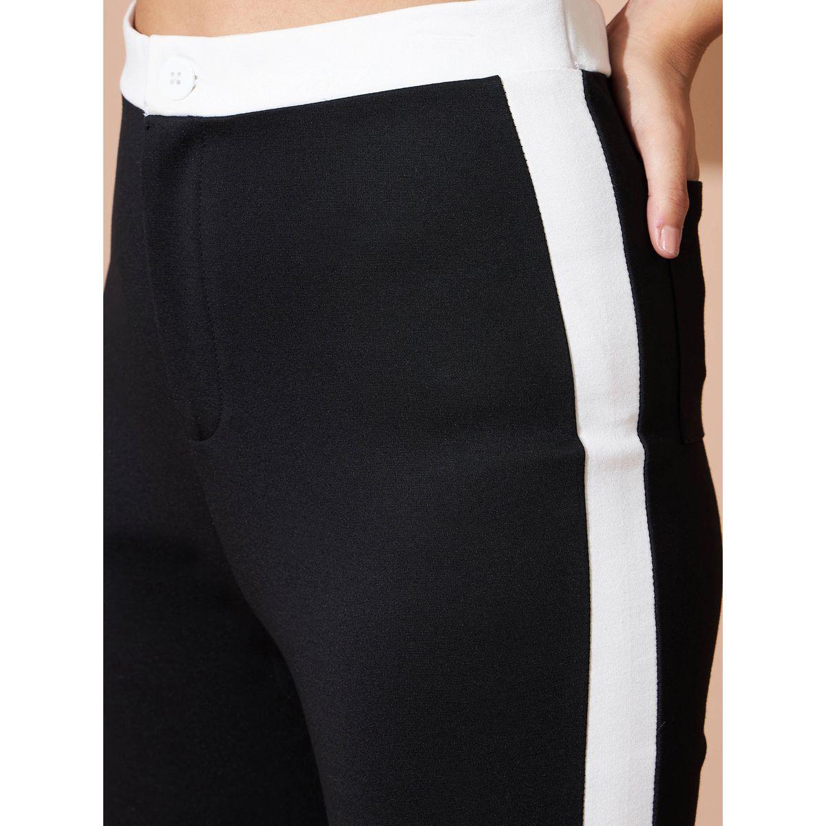 Sassafras X Styli High Rise Contrast Side Panel Flared Pants-women-clothing-bottoms-trousers-image-4