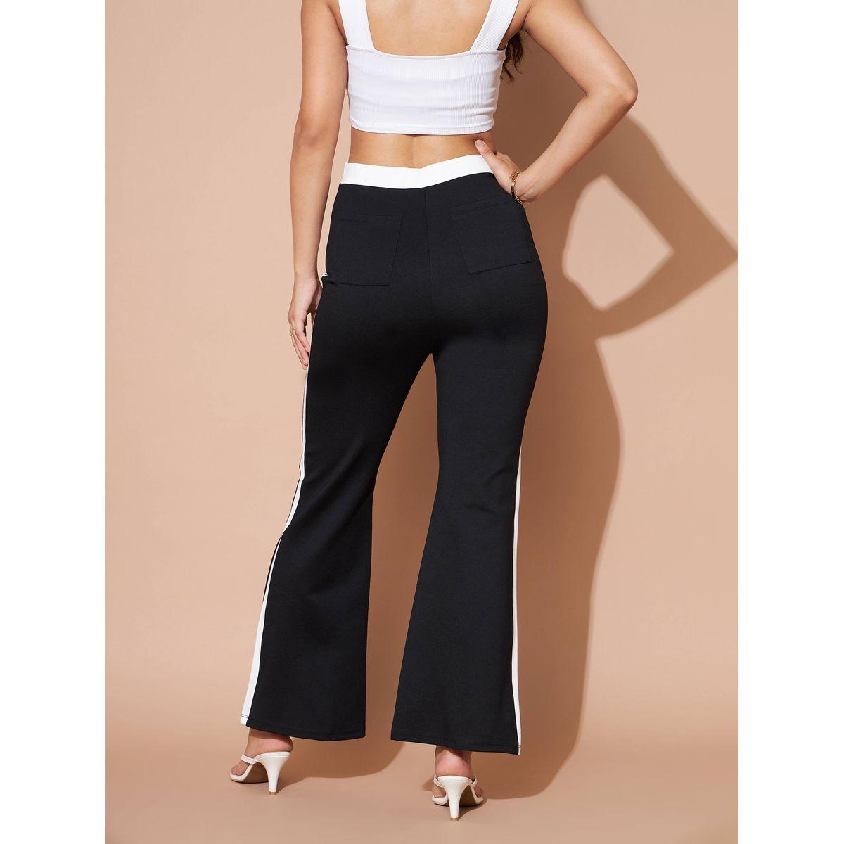 Sassafras X Styli High Rise Contrast Side Panel Flared Pants-women-clothing-bottoms-trousers-image-5