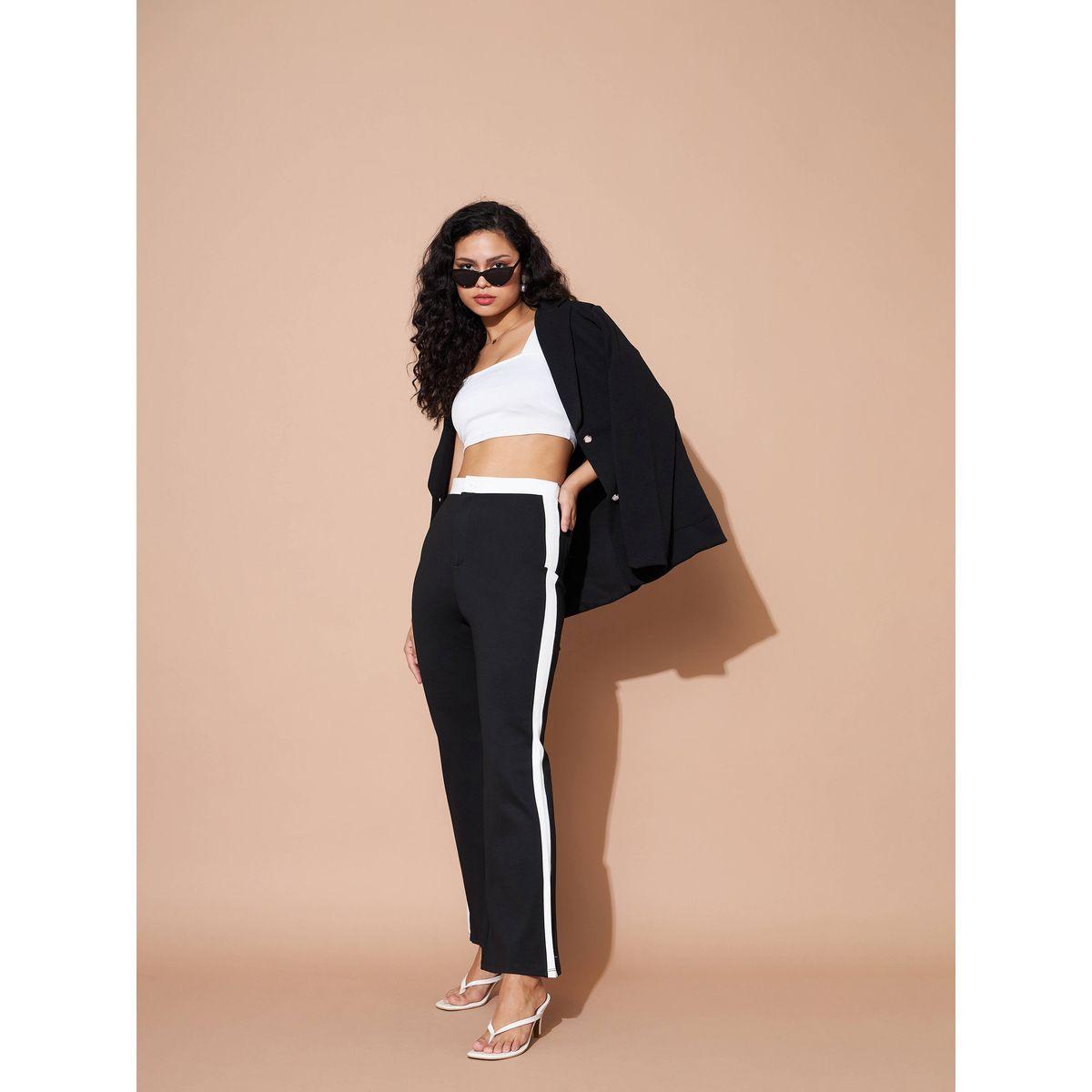 Sassafras X Styli High Rise Contrast Side Panel Flared Pants-women-clothing-bottoms-trousers-image-6