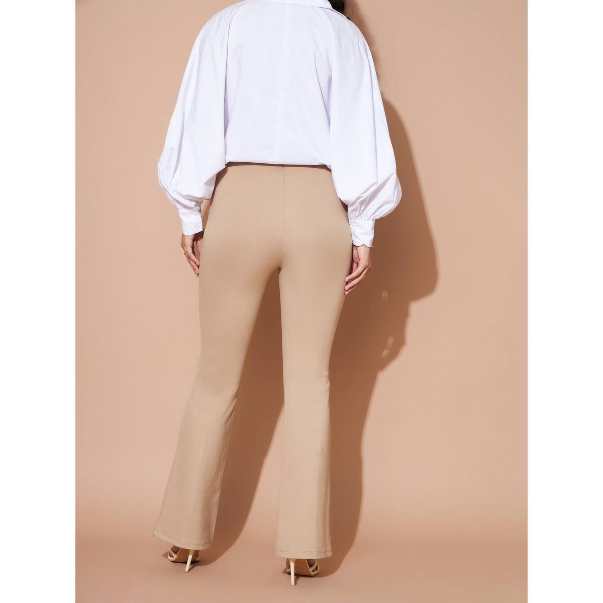 Sassafras X Styli High Rise Gold Show Button Detail Flare Pants-women-clothing-bottoms-trousers-image-5