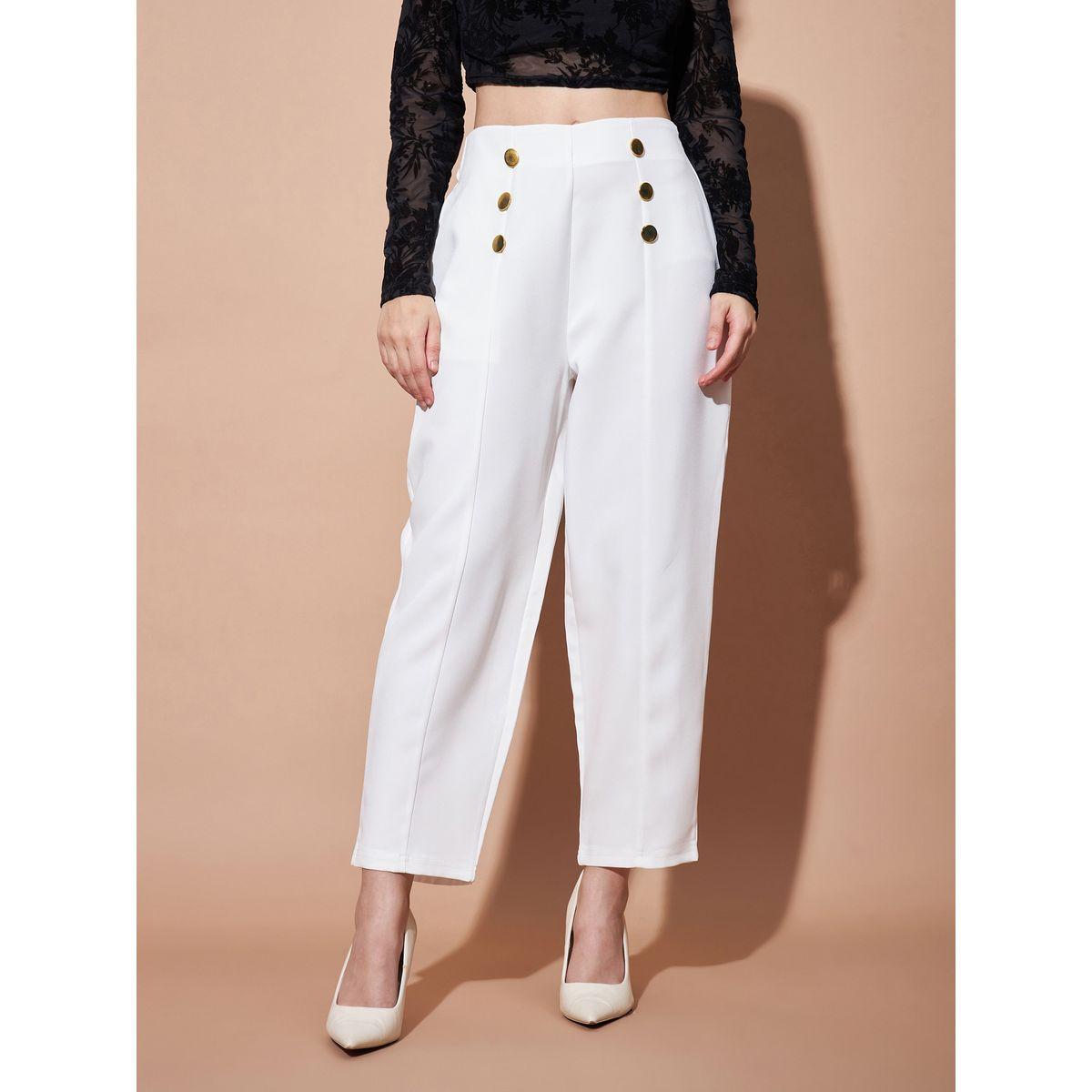 Button Detail Front Darted Balloon Fit Pants-women-clothing-bottoms-trousers-image-1
