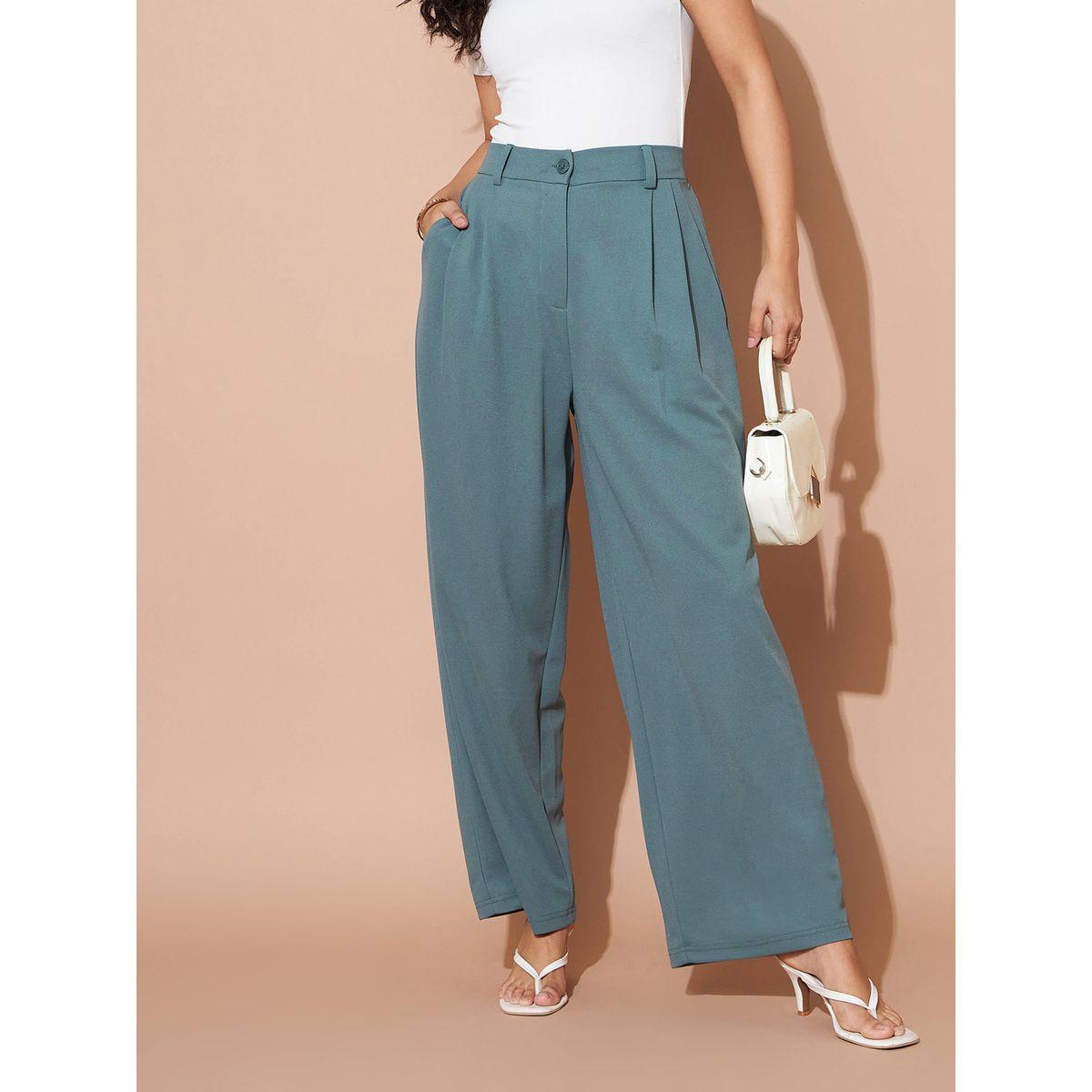 Fold Pleat Wide Leg Pants with Belt Loops-women-clothing-bottoms-trousers-image-1