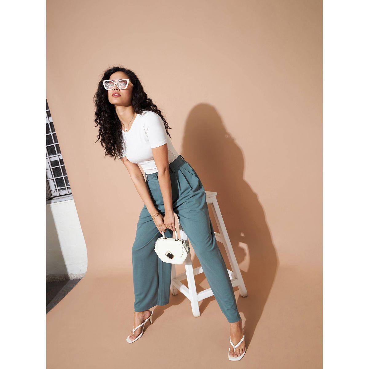 Fold Pleat Wide Leg Pants with Belt Loops-women-clothing-bottoms-trousers-image-2