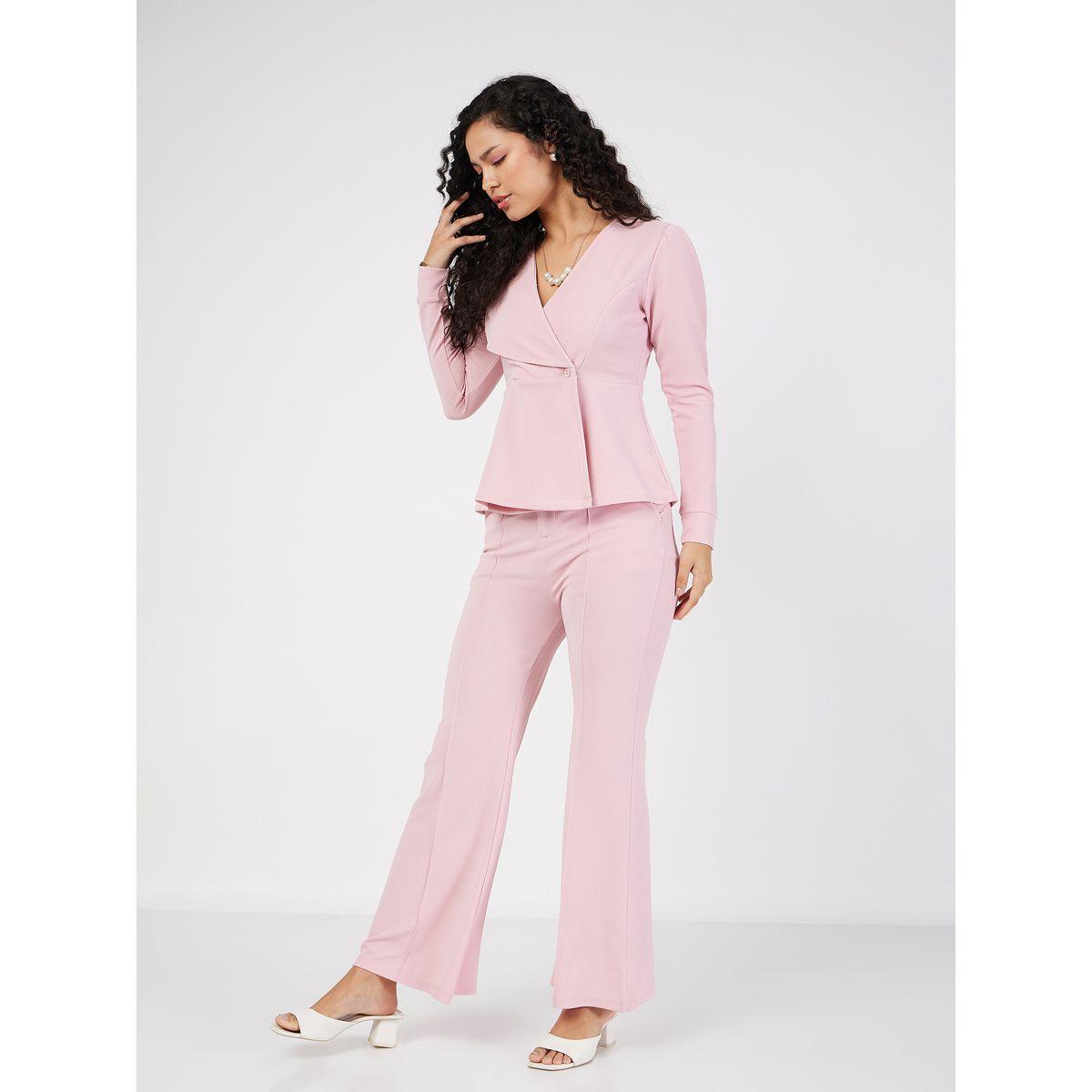 Wrap Peplum Top & Bell Bottom Pants Co-Ords-women-clothing-coordsets-image-3