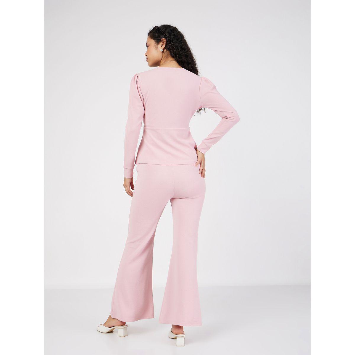 Wrap Peplum Top & Bell Bottom Pants Co-Ords-women-clothing-coordsets-image-6