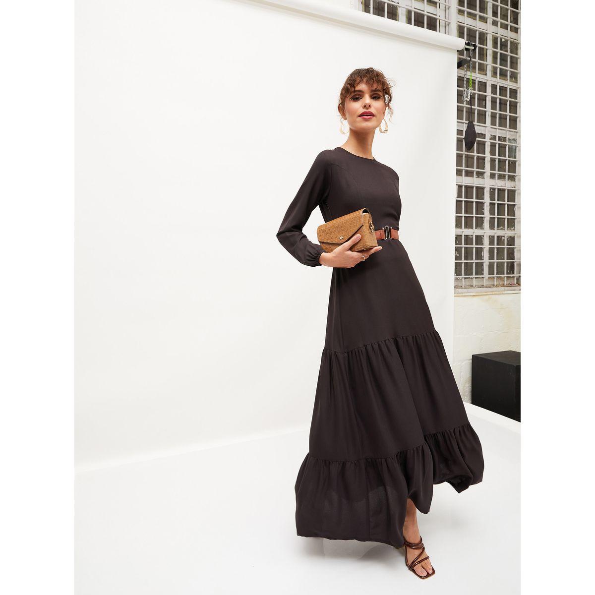 Sassafras X Styli Belted Tiered Maxi Dress with Long Sleeve-women-clothing-dresses-image-1