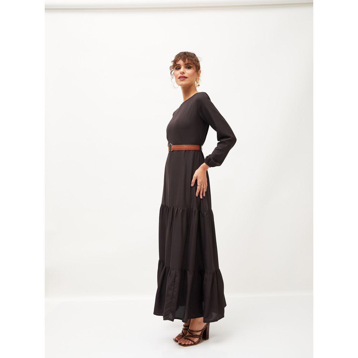 Sassafras X Styli Belted Tiered Maxi Dress with Long Sleeve-women-clothing-dresses-image-3