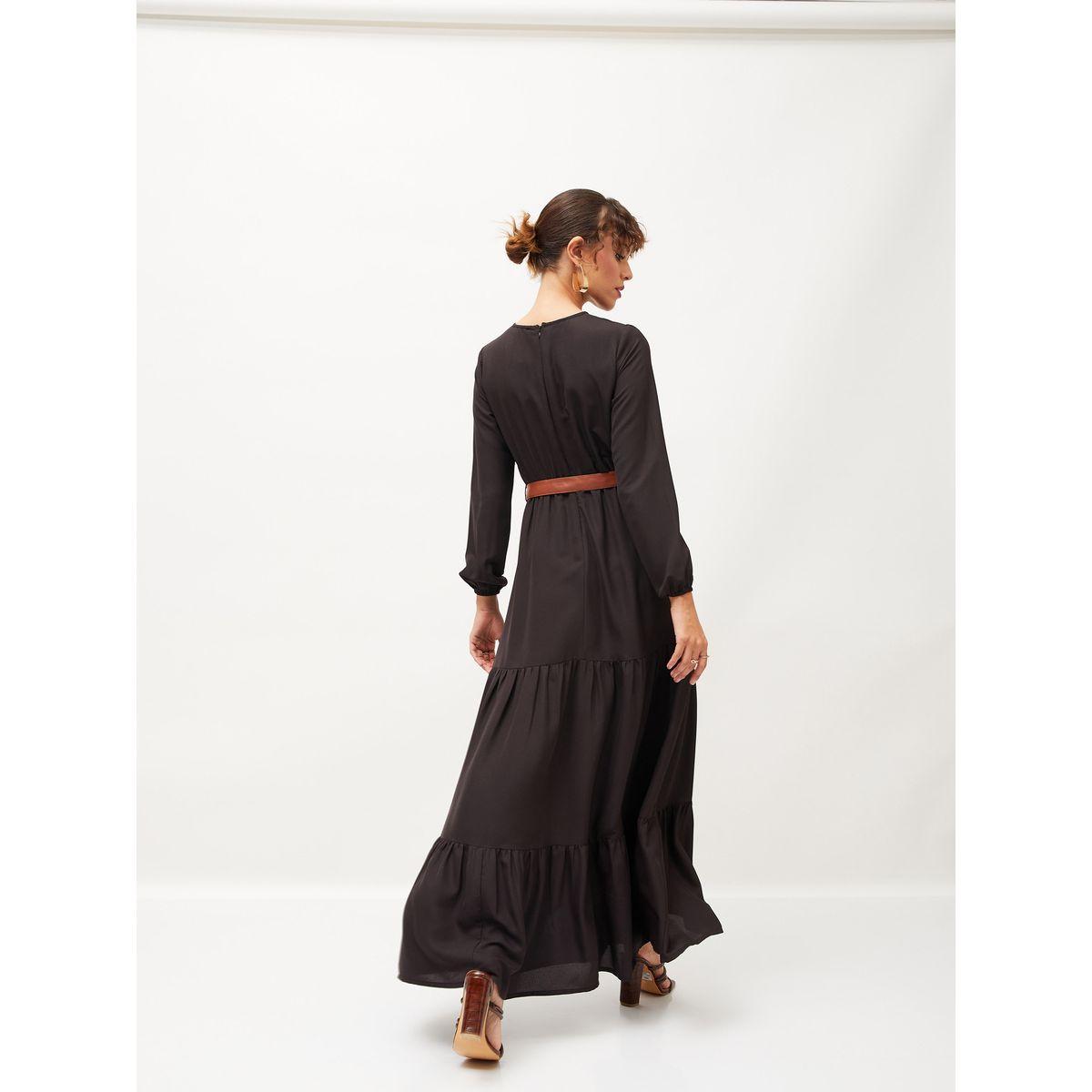 Sassafras X Styli Belted Tiered Maxi Dress with Long Sleeve-women-clothing-dresses-image-5