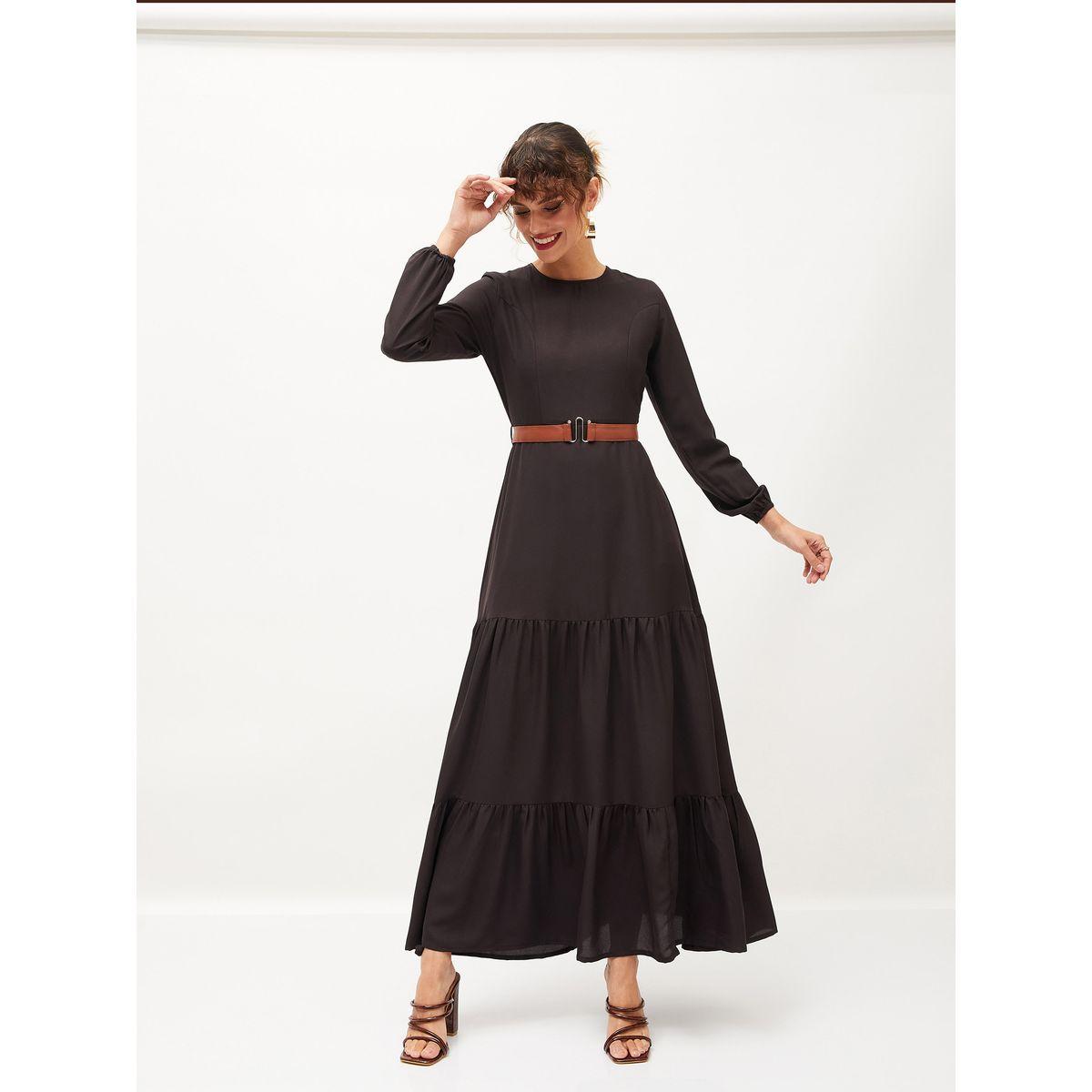 Sassafras X Styli Belted Tiered Maxi Dress with Long Sleeve-women-clothing-dresses-image-6