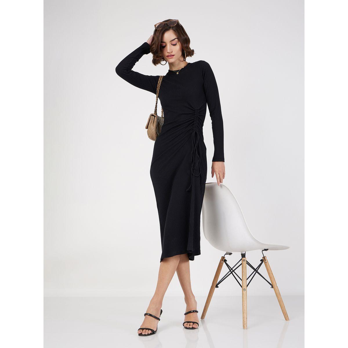 Sassafras X Styli Side Ruched Ribbed Bodycon Midi Dress-women-clothing-dresses-image-1