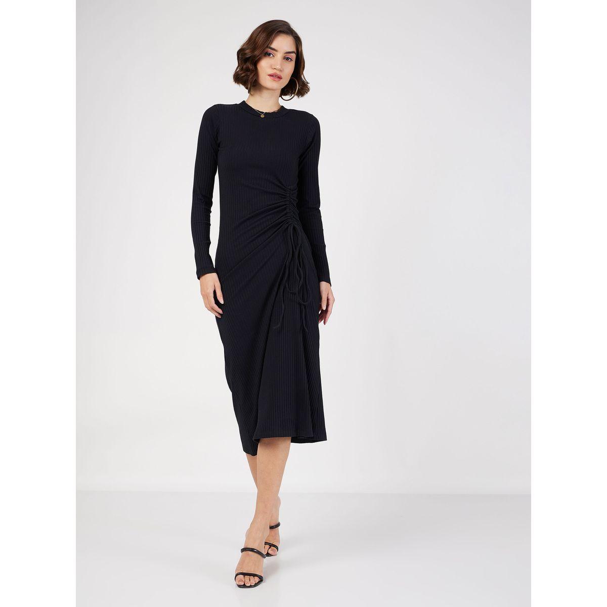Sassafras X Styli Side Ruched Ribbed Bodycon Midi Dress-women-clothing-dresses-image-2