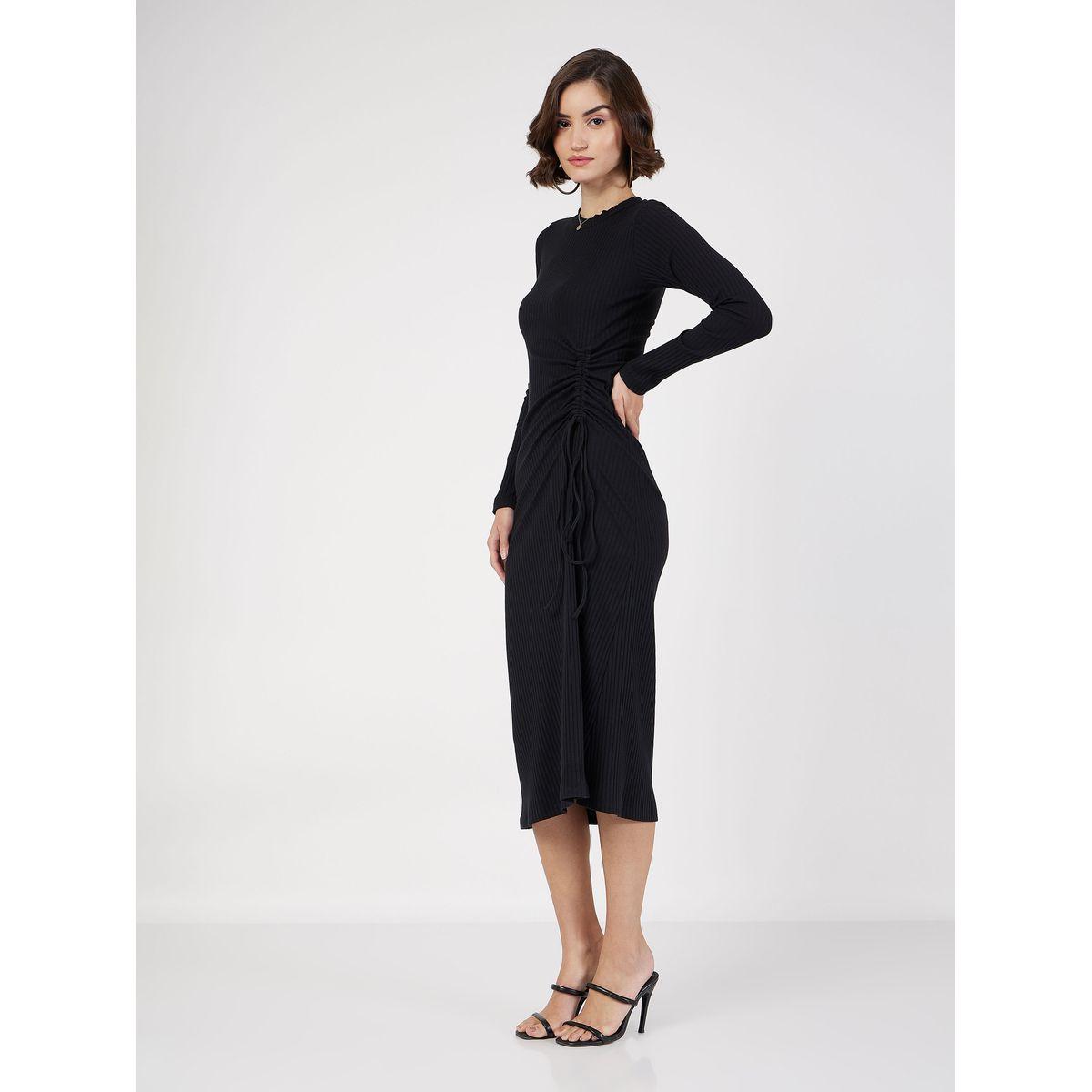 Sassafras X Styli Side Ruched Ribbed Bodycon Midi Dress-women-clothing-dresses-image-3