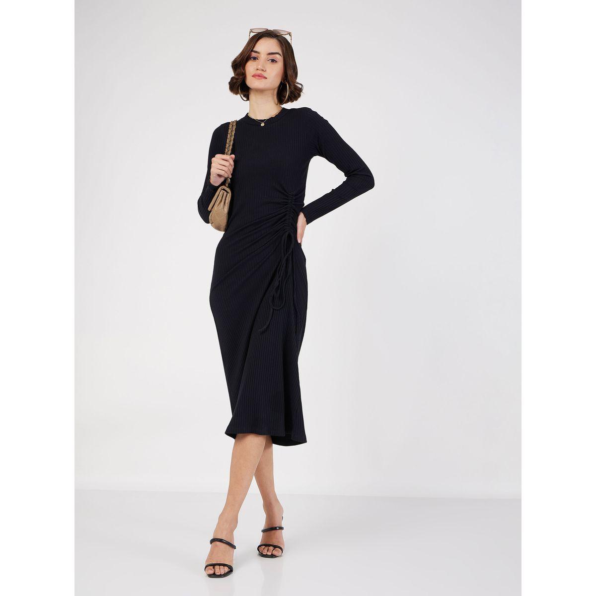 فستان ميدي بتفاصيل مزمومة ساسافراس × ستايلي-women-clothing-dresses-image-6