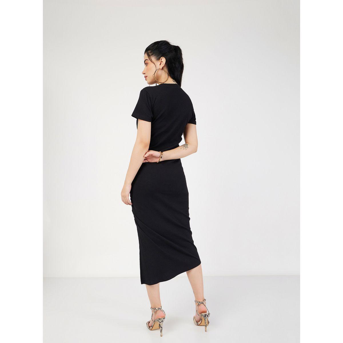 Side Ruched Ribbed Bodycon Midi Dress-women-clothing-dresses-image-5