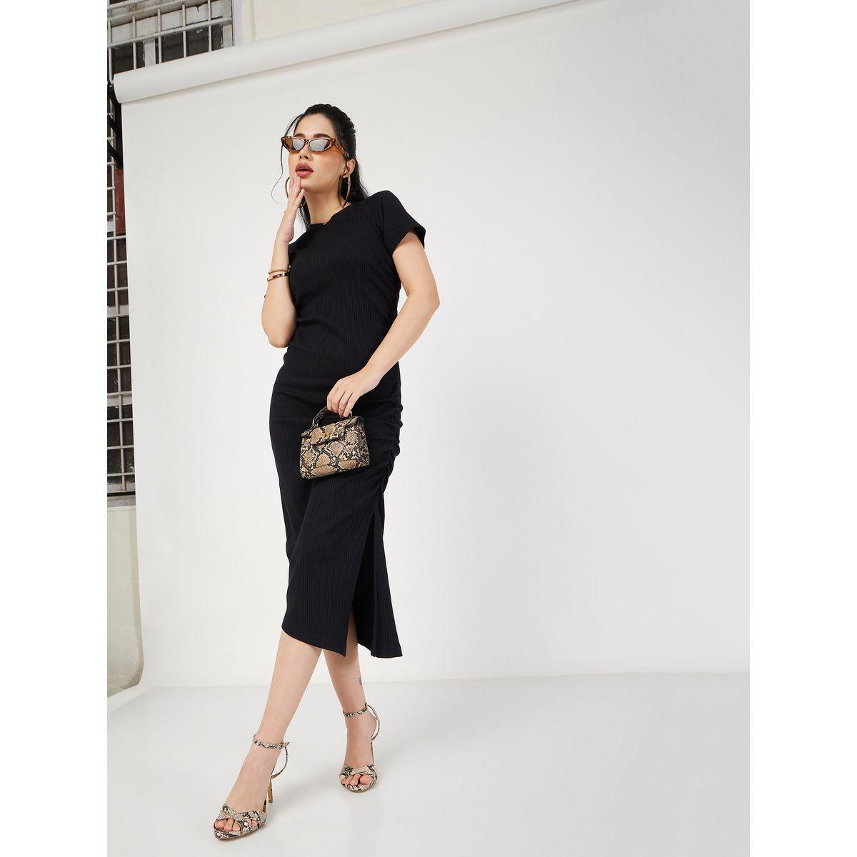 Side Ruched Ribbed Bodycon Midi Dress-women-clothing-dresses-image-6