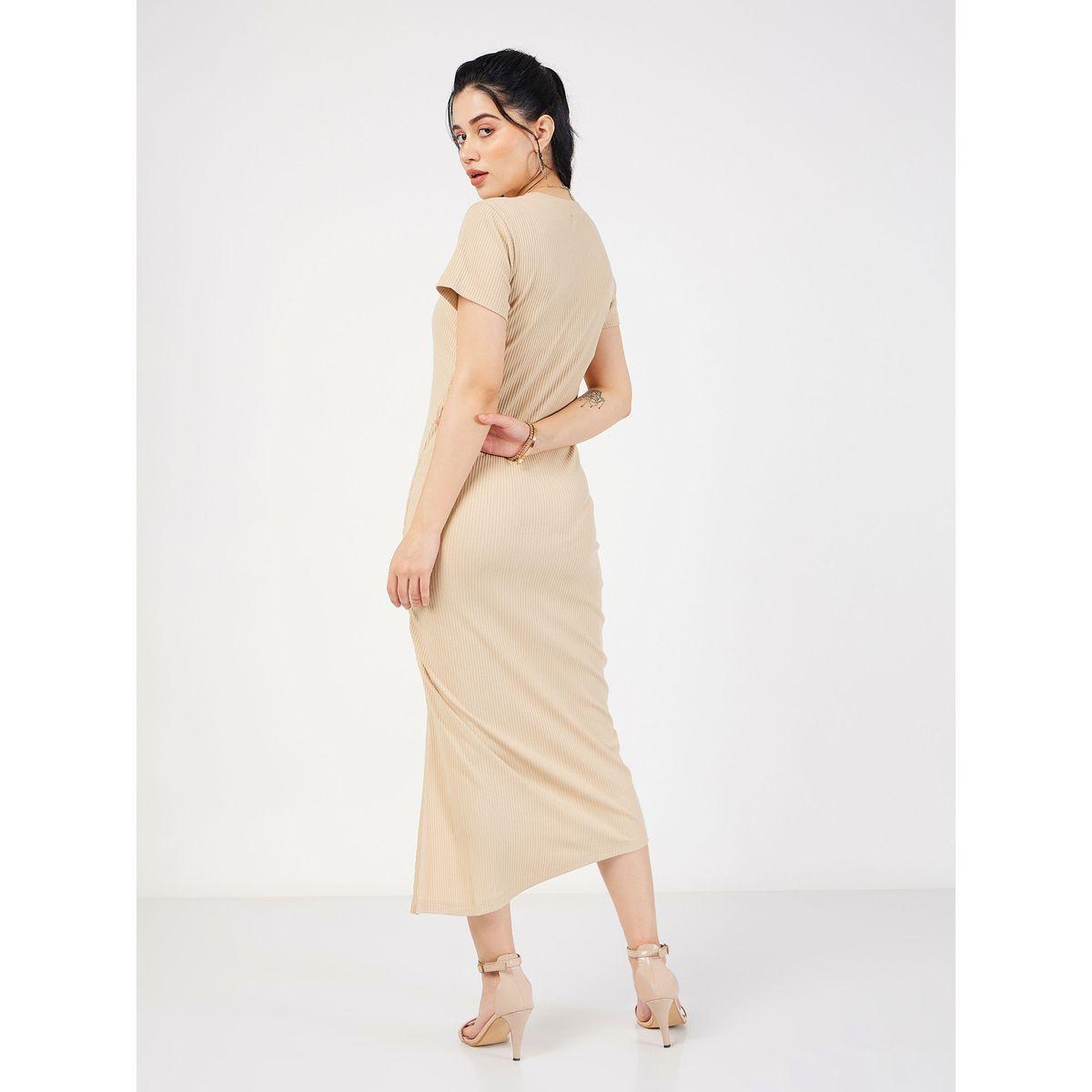 Side Ruched Ribbed Bodycon Midi Dress-women-clothing-dresses-image-5