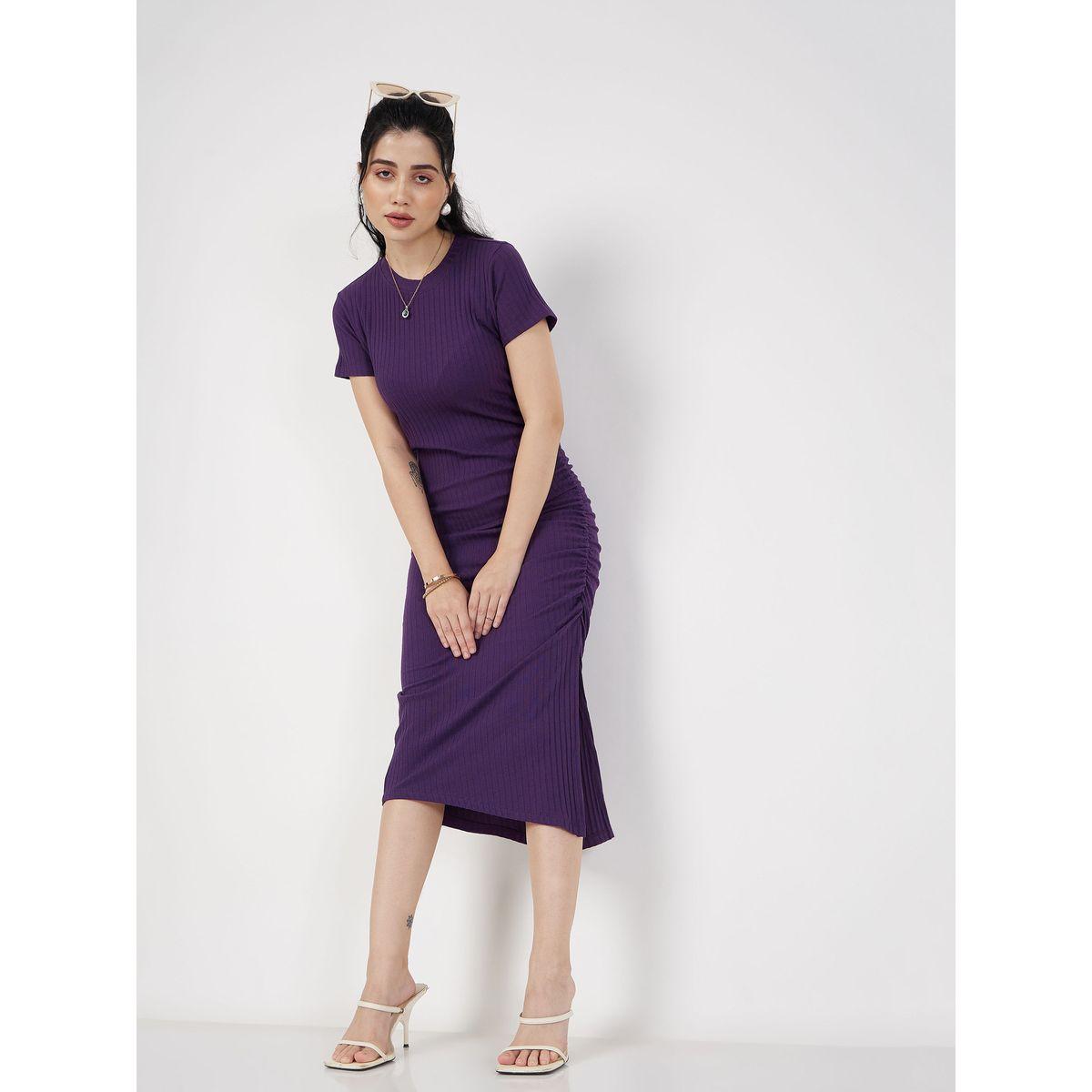 Side Ruched Ribbed Bodycon Midi Dress-women-clothing-dresses-image-1