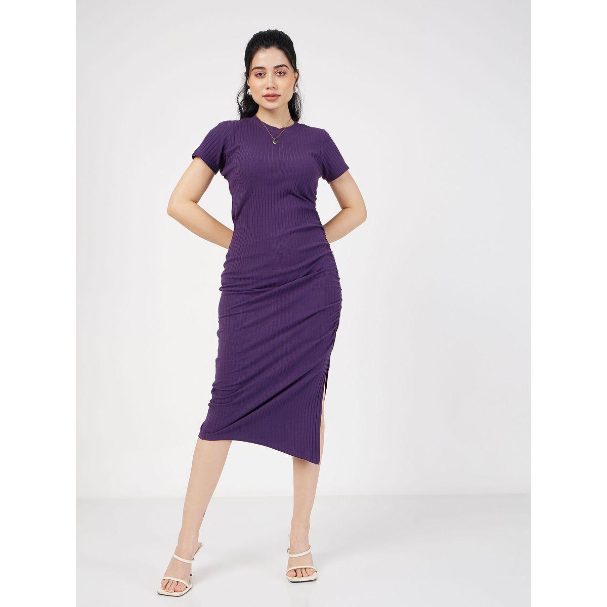 Side Ruched Ribbed Bodycon Midi Dress-women-clothing-dresses-image-2