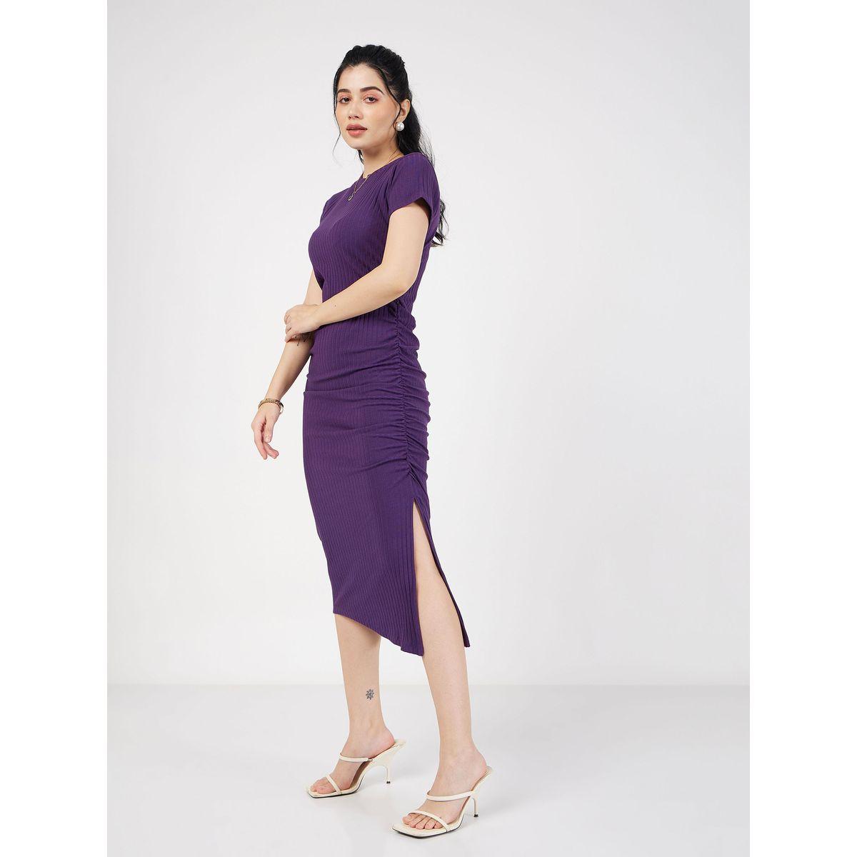 Side Ruched Ribbed Bodycon Midi Dress-women-clothing-dresses-image-3