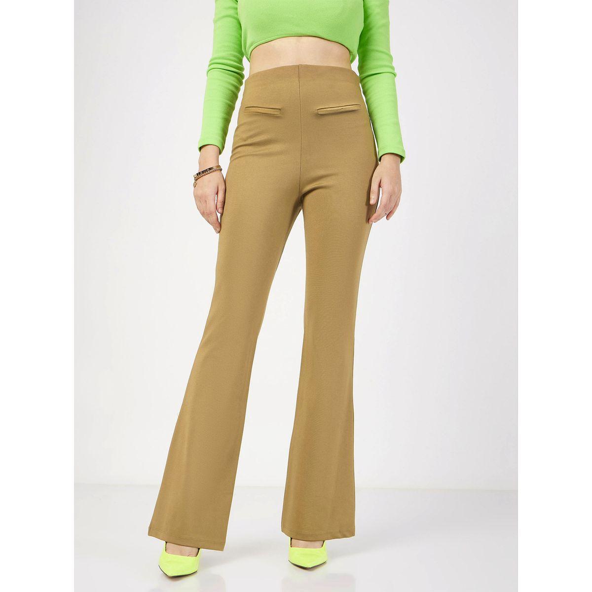 Buy Women s High Rise Pocket Detail Flared Pants Online Centrepoint KSA