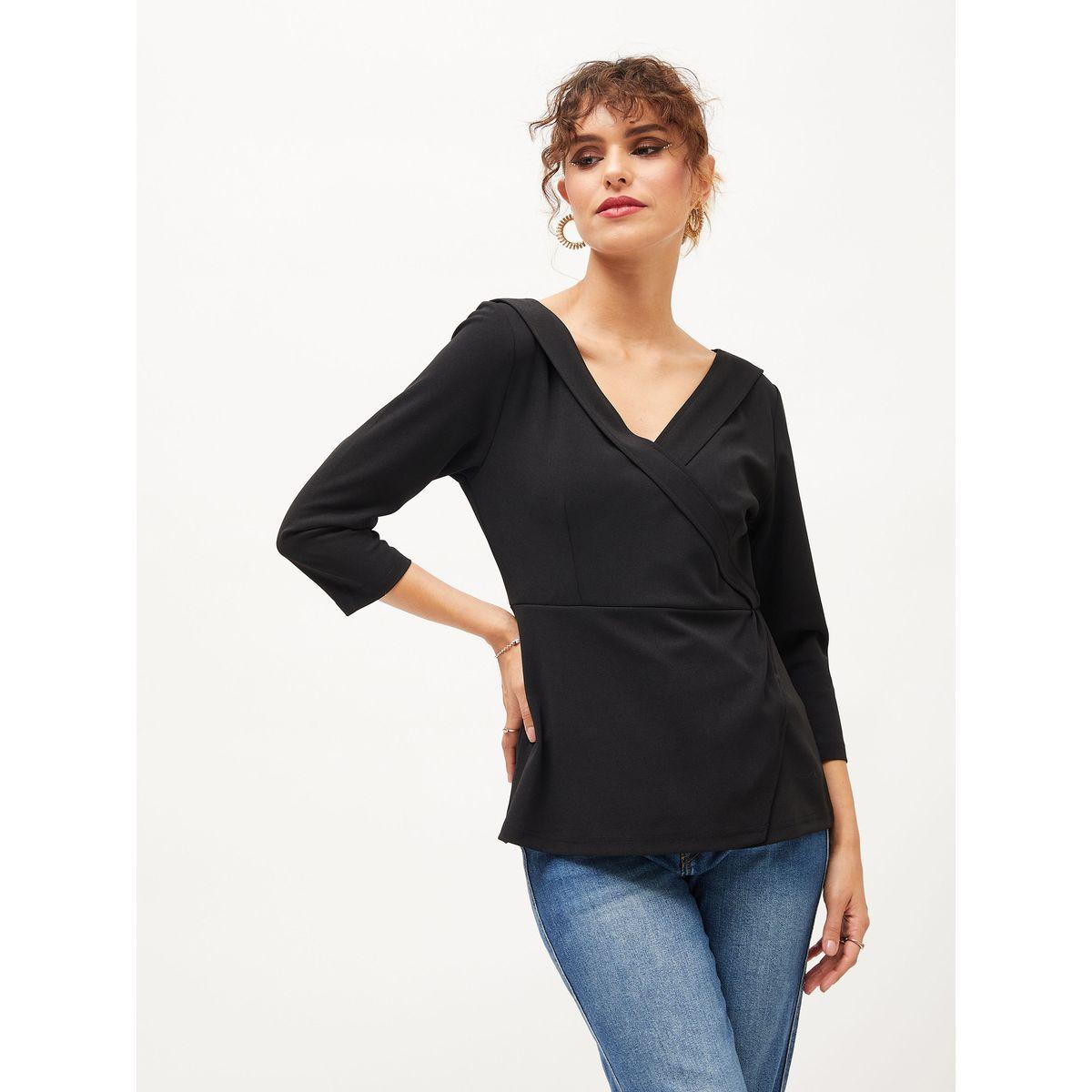 Sassafras X Styli Lapel Detail V Neck Top-women-clothing-shirtsandblouses-blouses-image-2