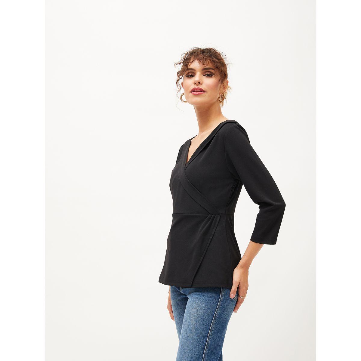 Sassafras X Styli Lapel Detail V Neck Top-women-clothing-shirtsandblouses-blouses-image-3