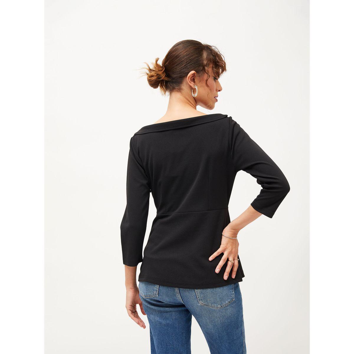 بلوزة بيبلوم سادة كاجوال ساسافراس × ستايلي-women-clothing-shirtsandblouses-blouses-image-5