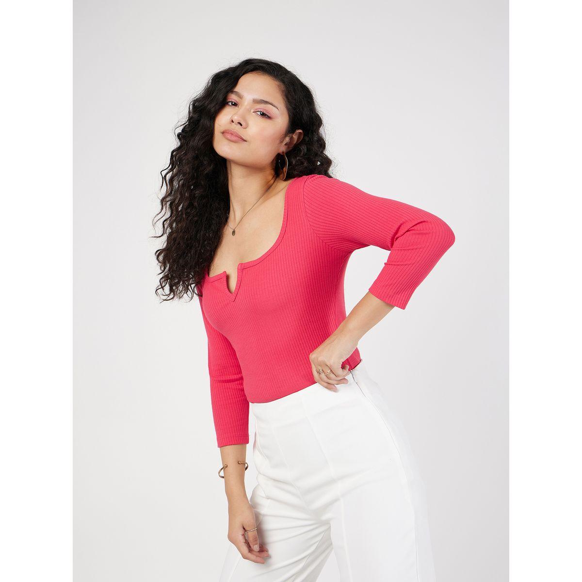 بلوزة بتفاصيل مضلعة واكمام طويلة ساسافراس × ستايلي-women-clothing-shirtsandblouses-blouses-image-3