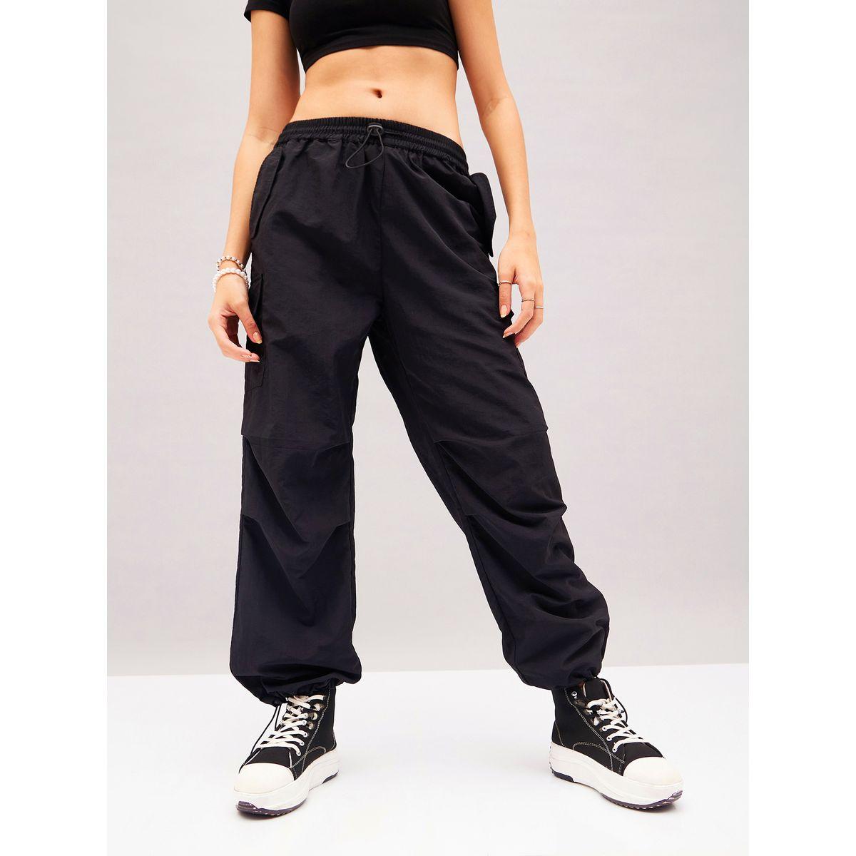 Solid Cargo Parachute Pants-women-clothing-bottoms-trousers-image-1