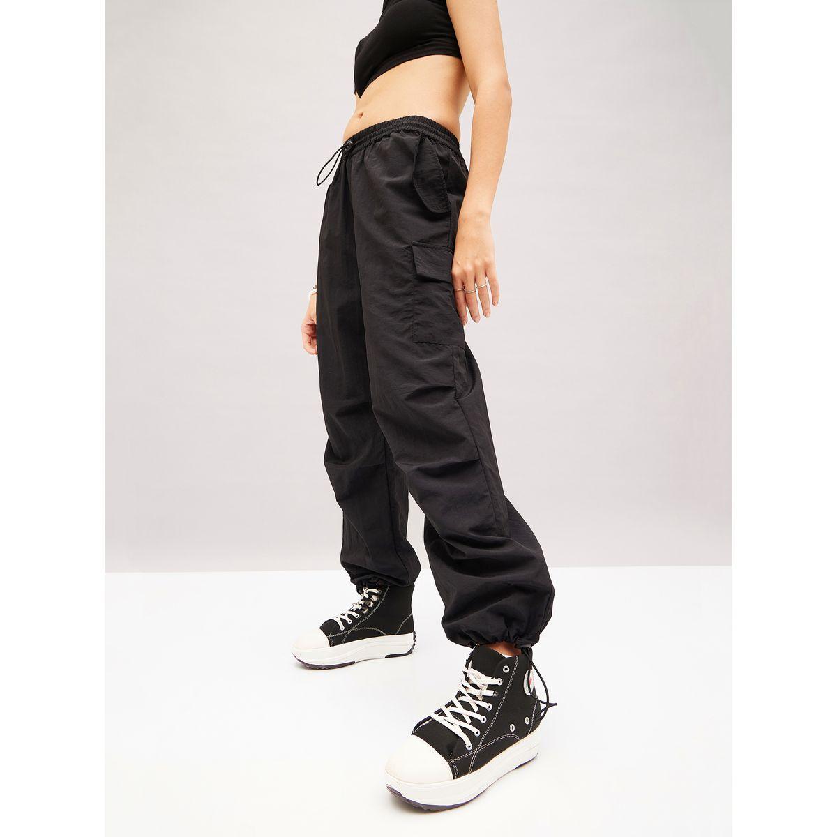 Solid Cargo Parachute Pants-women-clothing-bottoms-trousers-image-3