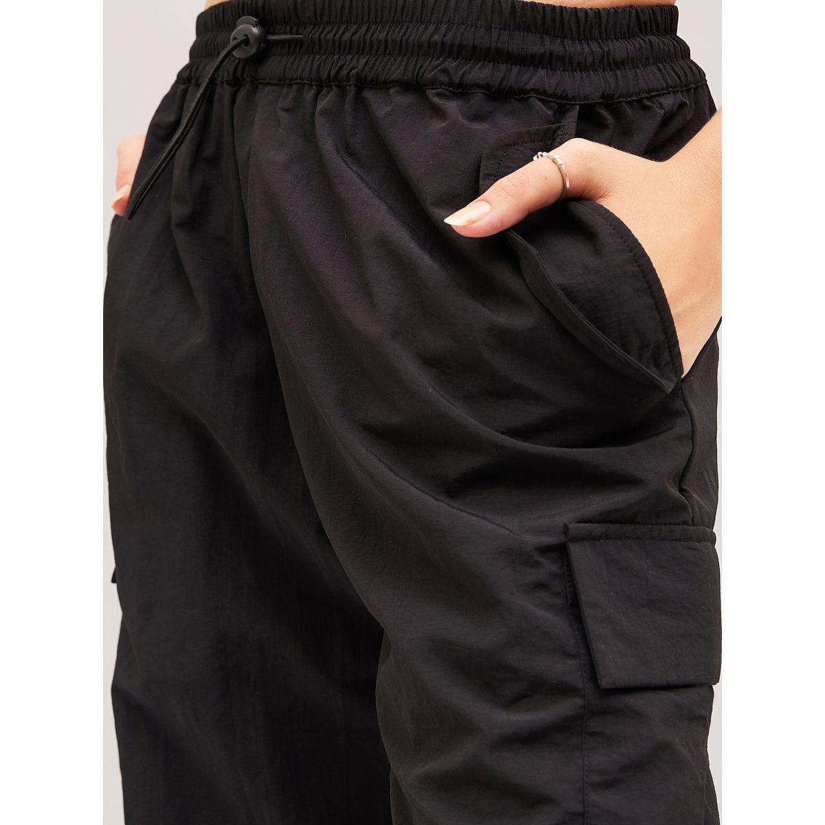 Solid Cargo Parachute Pants-women-clothing-bottoms-trousers-image-4