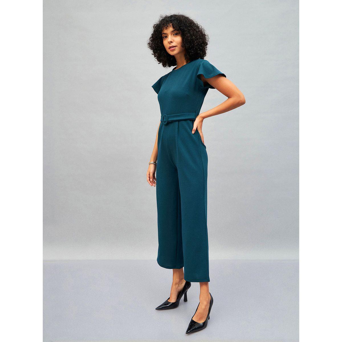 جمبسوت بأكمام كاب وجيوب ساسافراس × ستايلي-women-clothing-jumpsuits-image-3