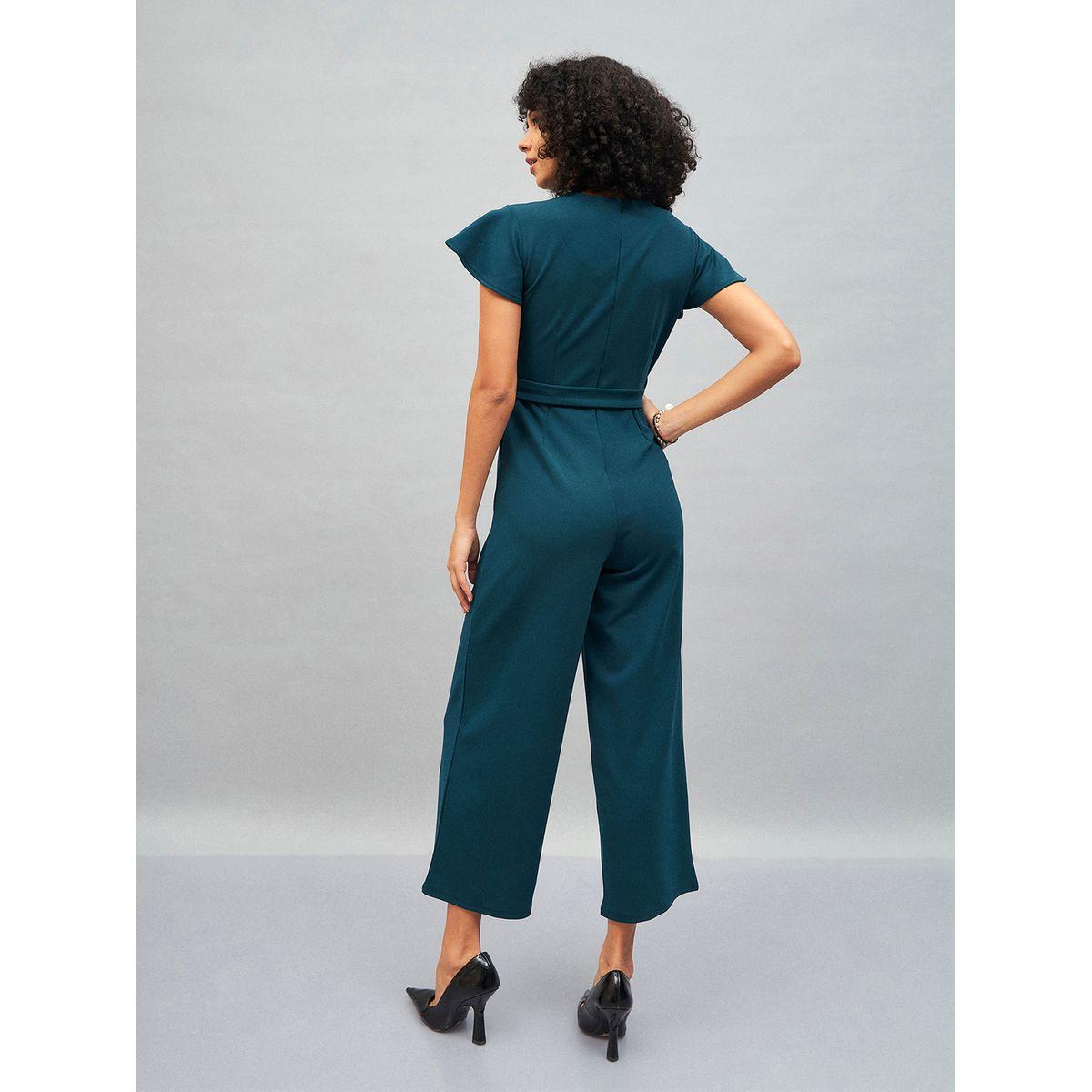 جمبسوت بأكمام كاب وجيوب ساسافراس × ستايلي-women-clothing-jumpsuits-image-5