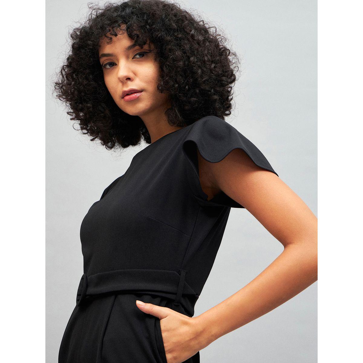 Sassafras X Styli Solid Belted Jumpsuit with Short Sleeves-women-clothing-jumpsuits-image-3