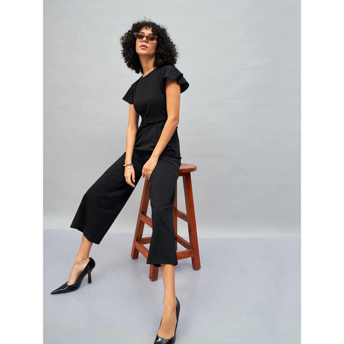 جمبسوت سادة بأكمام قصيرة وحزام ساسافراس × ستايلي-women-clothing-jumpsuits-image-5