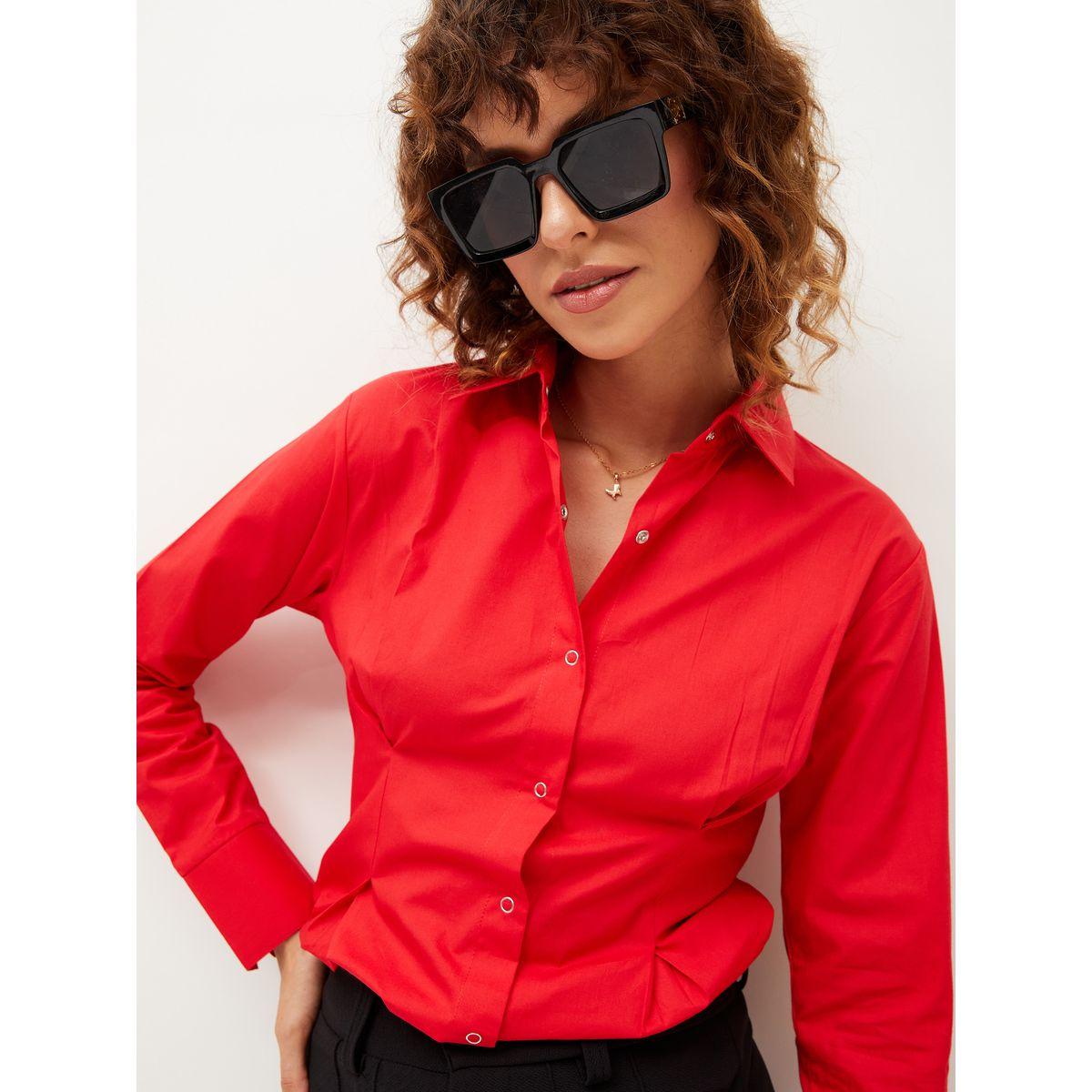 Sassafras X Styli Pleated Detail Push Button Closure Shirt-women-clothing-shirtsandblouses-shirts-image-1