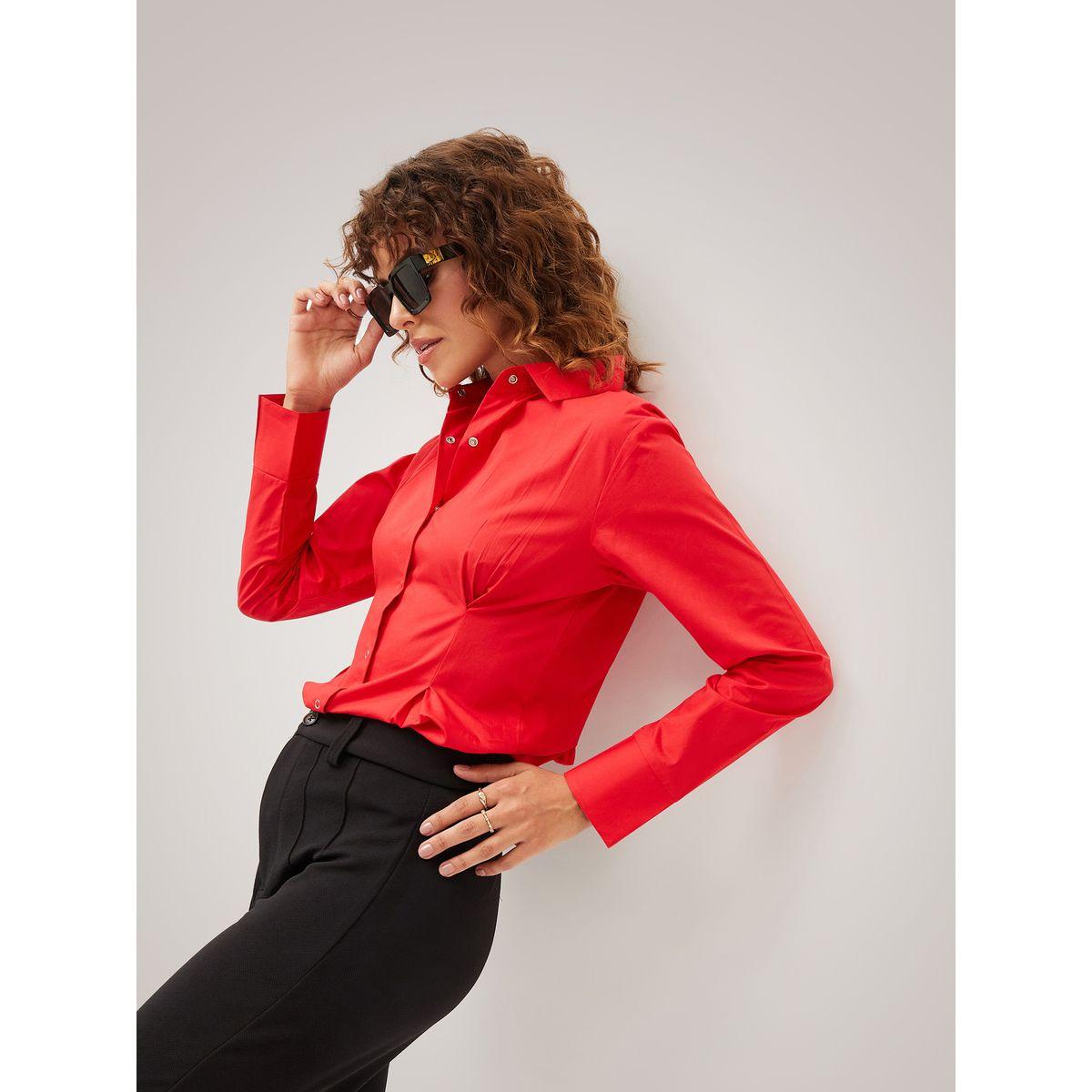 Sassafras X Styli Pleated Detail Push Button Closure Shirt-women-clothing-shirtsandblouses-shirts-image-2
