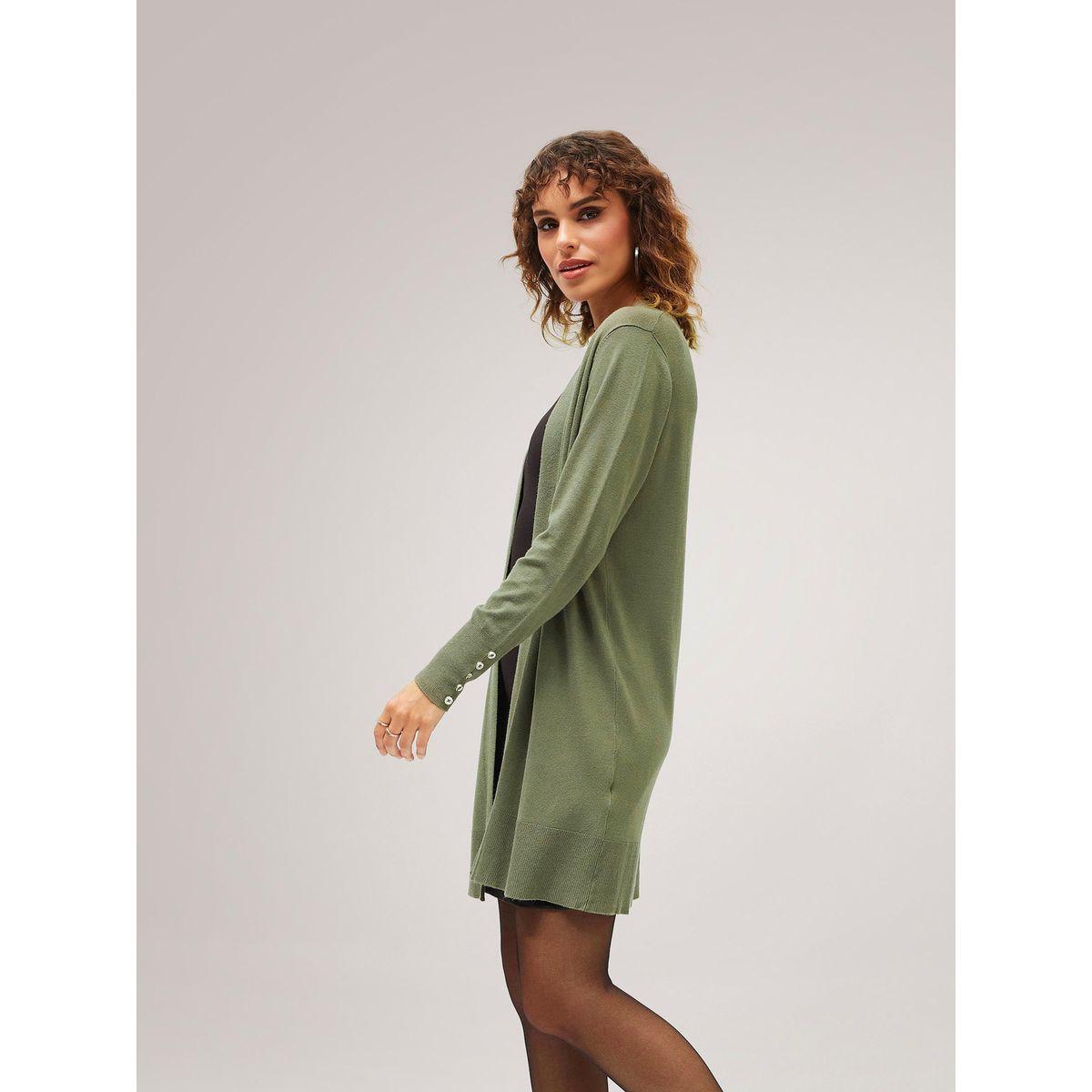 Sassafras X Styli Solid Button Detail Sleeve Shrug-women-clothing-shirtsandblouses-shirts-image-3