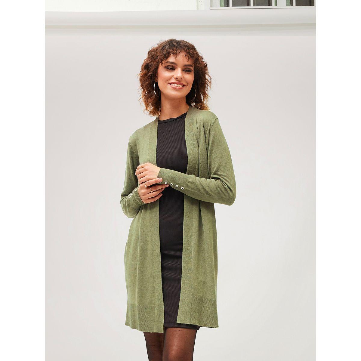 Sassafras X Styli Solid Button Detail Sleeve Shrug-women-clothing-shirtsandblouses-shirts-image-8